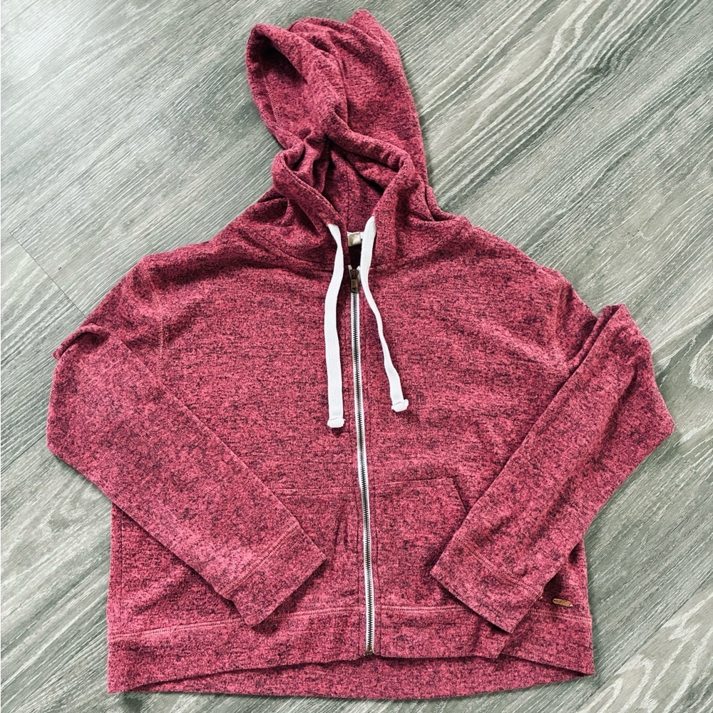 Harlow Zip-Up Hoodie | S | heathered maroon